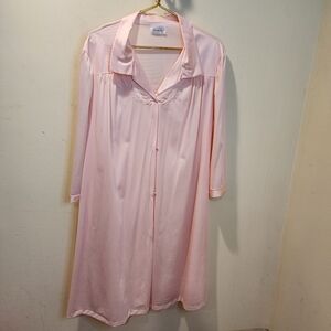 Vanity Fair Pink Satin Nylon  Nightgown with Lace Detail Size XXL